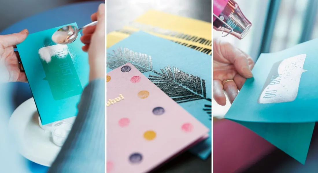 Drei Beispiele von Karten mit der Embossing Technik.