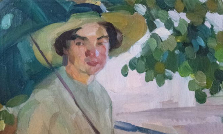 Adolf Höfer (1869-1927): Dame beim Ruderboot, um 1910, Öl auf Leinwand