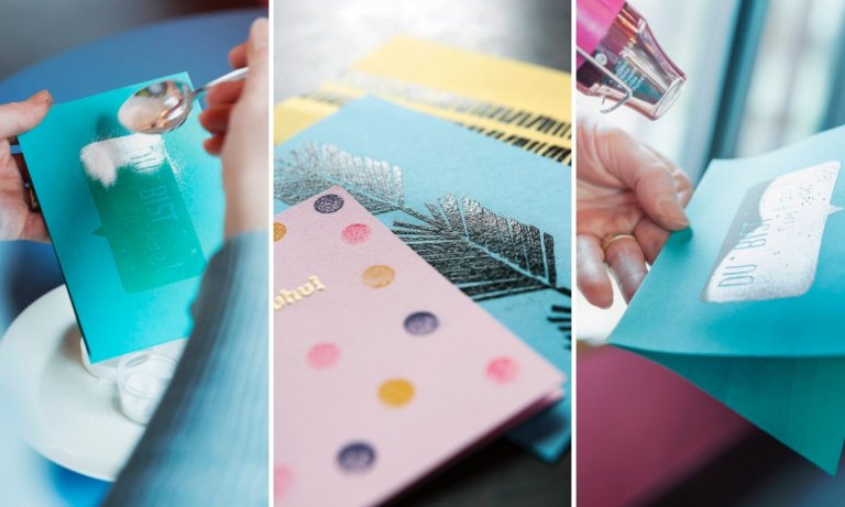 Drei Beispiele von Karten mit der Embossing Technik.